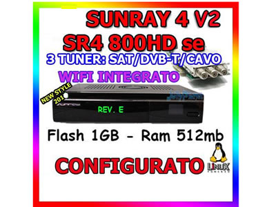 Sunray SUN800 HD SE with SIM2.2 Card 3 tuners satellite receiver TV receiver
